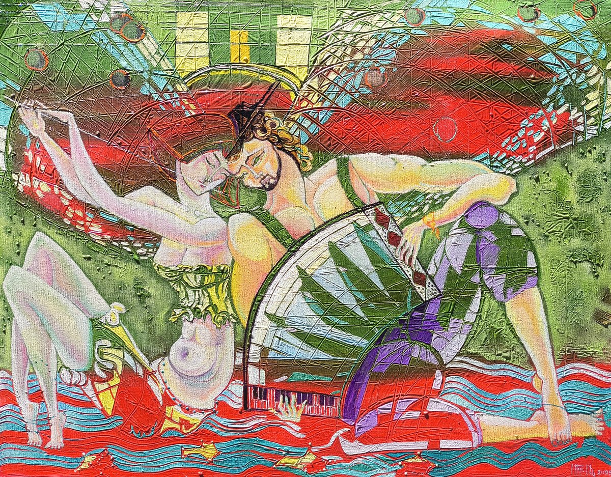 Expressive Portrait Oil Painting By Anahit Mirijanyan, 25 X 20, Carnival Of Hearts, Original Artwork