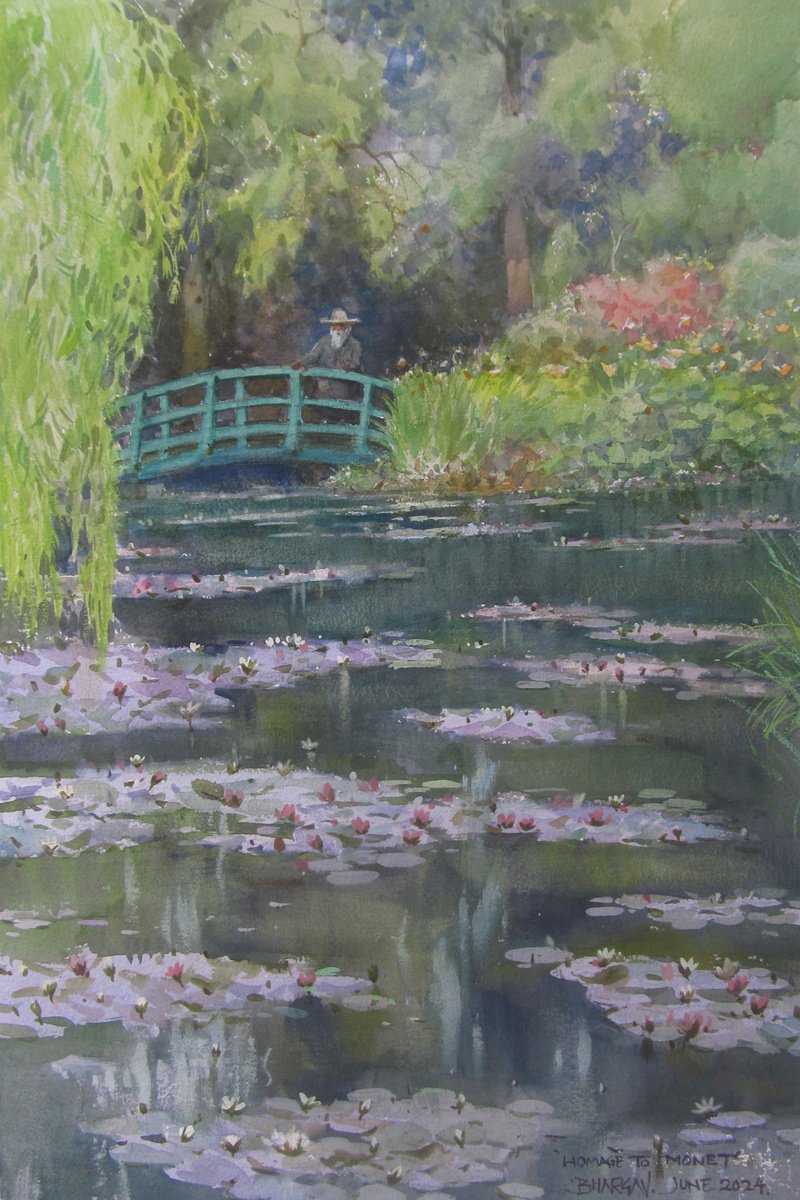 Impressionistic Landscape Watercolour By Bhargavkumar Kulkarni, 12 X 17, Homage To Sir Monet, Original Artwork