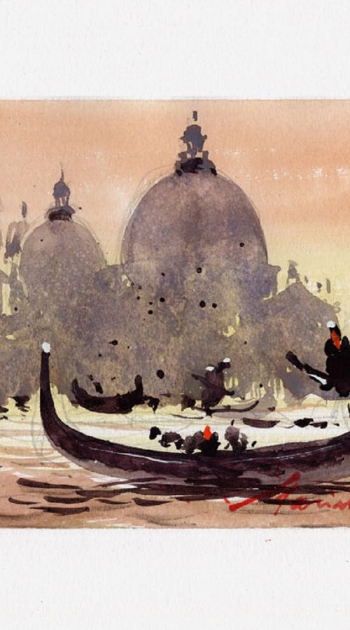 Sunset in Venice over Canal Grande. by Marin Victor