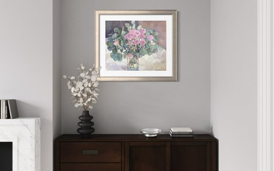 Delicate bouquet in a glass vase