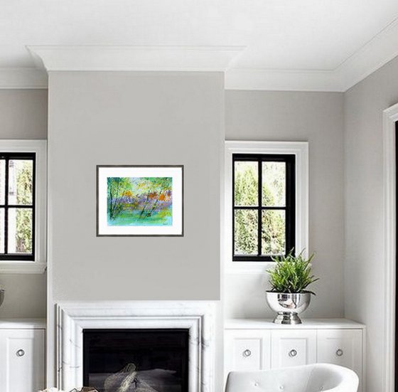 Colourful pond watercolor