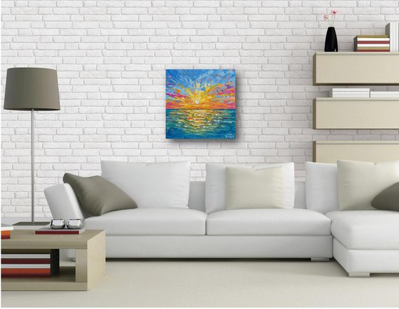 Sunset over the sea- Original Acrylic Painting on Canvas