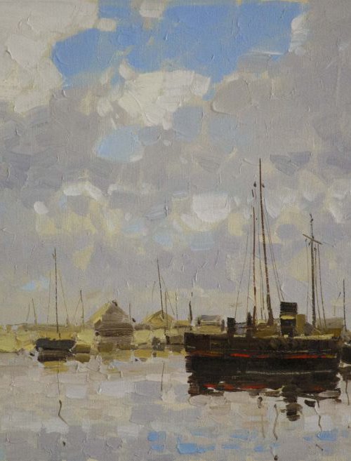 Harbor Handmade oil painting Original artwork One of a kind by Vahe Yeremyan