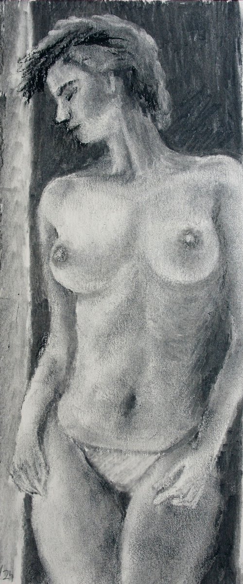 Female Figure 45 Charcoal Sketch by Juri Semjonov