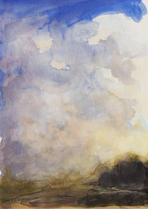 "Clouds" - small size - watercolor - 21X29,5 cm by Fabienne Monestier