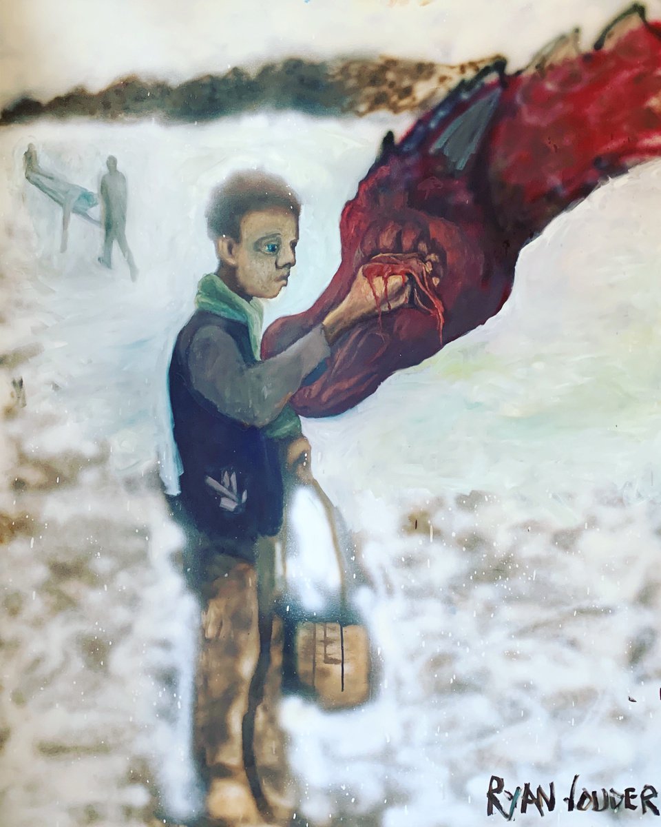 Expressive Oil Painting , The Injured Dragon By Ryan Louder, 36 X 48, Artwork For Sale On Artfinder