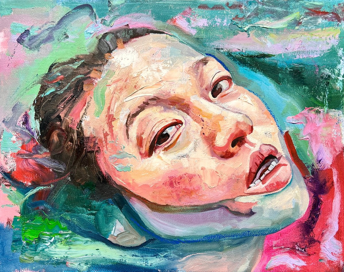 Impressionistic Portrait Oil Painting By Jonathan Mcafee, 14 X 11, Umiko, Original Artwork