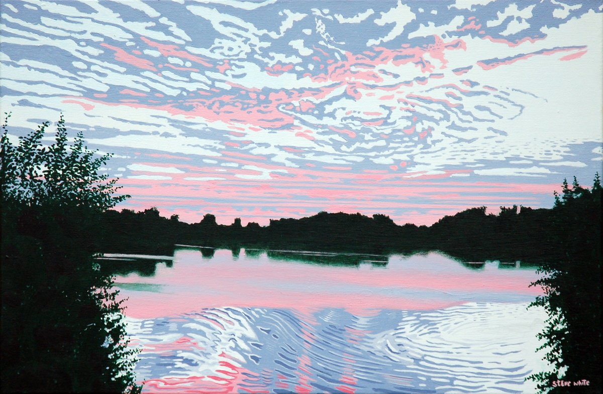 Pink Sunset By Steve White, 24 X 16, Artwork For Sale On Artfinder