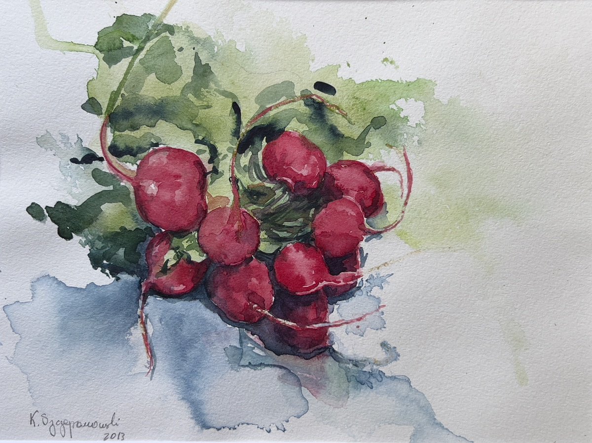 Impressionistic Watercolour , A Bouquet Of Radishes By Krystyna Szczepanowski, 16 X 12, Artwork For Sale On Artfinder