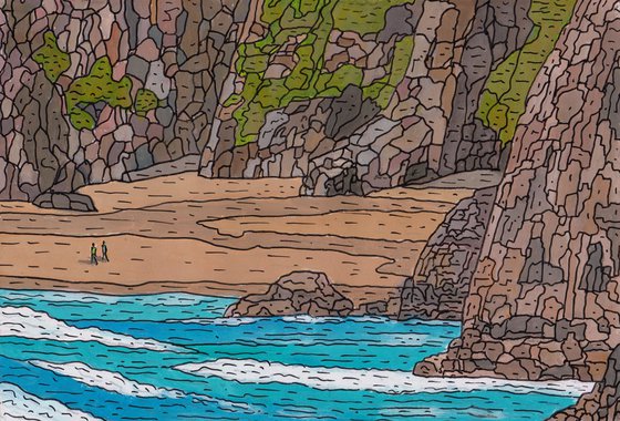 "A walk along the beach, Porthcurno"