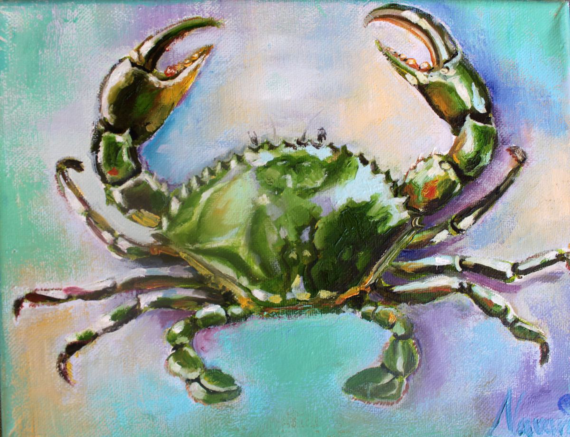 Original Oil Painting Crab By Lena Navarro Artfinder