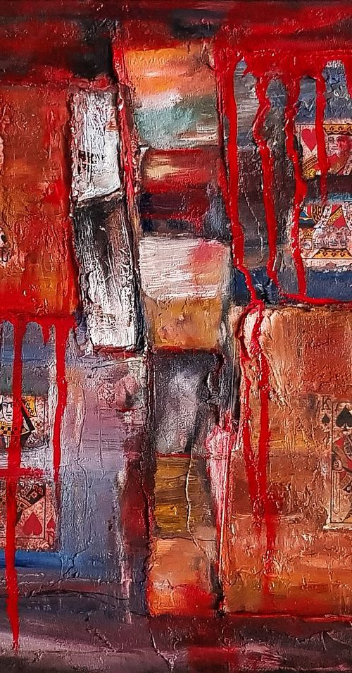 Bloody Kingdom Cocktail - Abstract Textured Oil Painting. READY TO HANG. by Retne