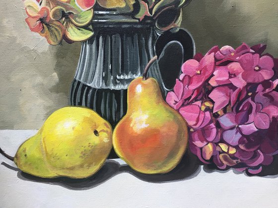 Pears And Hydrangea Flowers