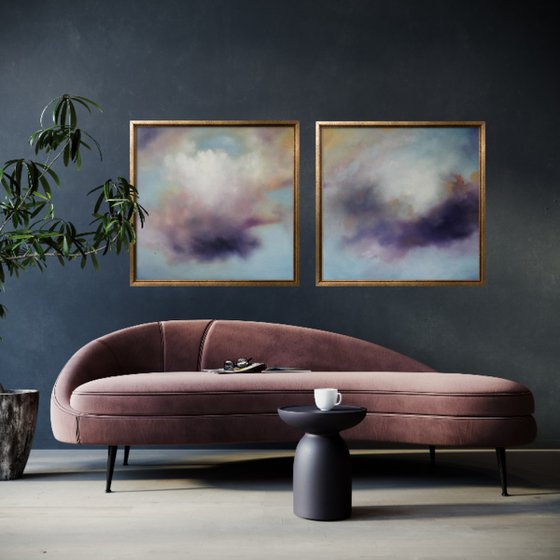 Clouds of Peace; Diptych (two) paintings