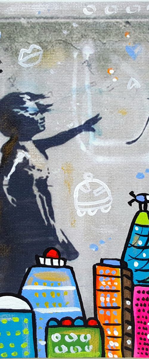 Little Innocent Street Art City by Maria Luisa  Azzini