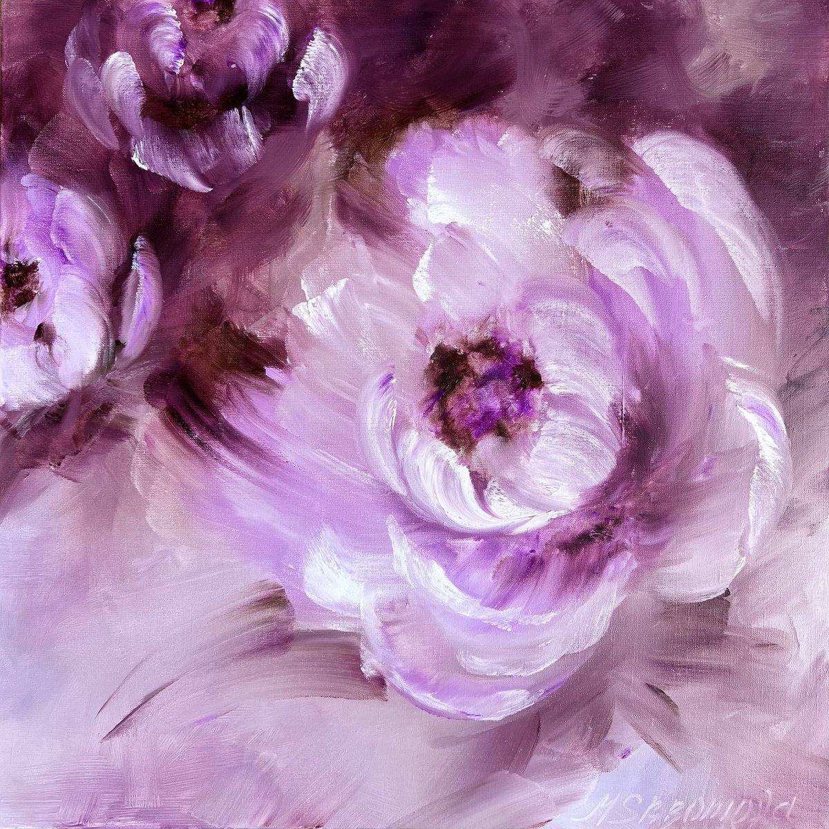 POWDERY TEMPTATION - Light pink. Abstract flowers. Blossoming tulips. Haze. Delight. Inspi... by Marina Skromova