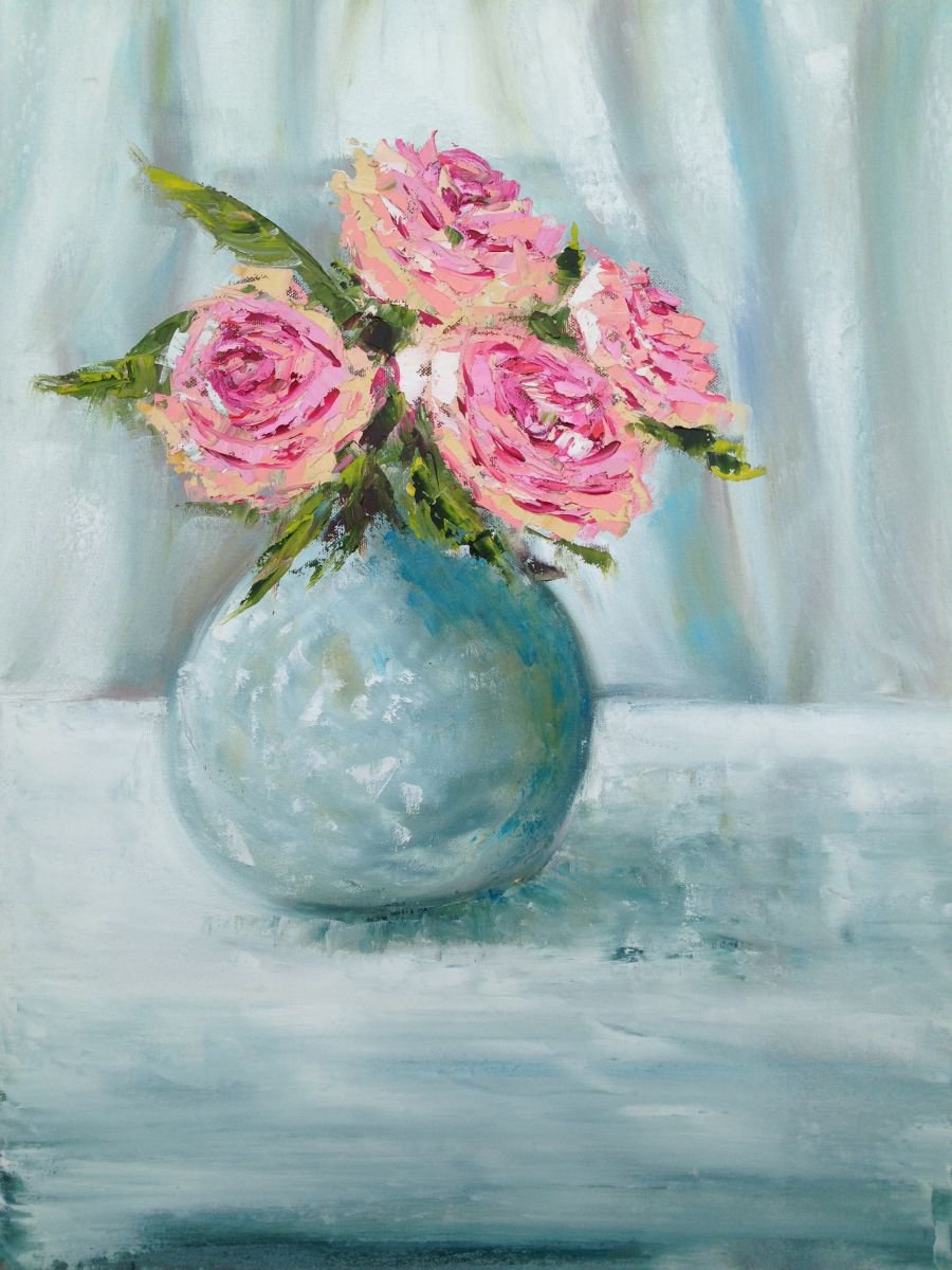 Four Pink Peonies by Emma Bell