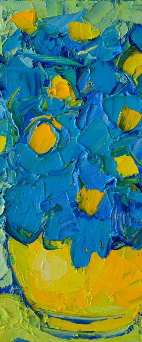 ABSTRACT BLUE POPPIES by ANA MARIA EDULESCU