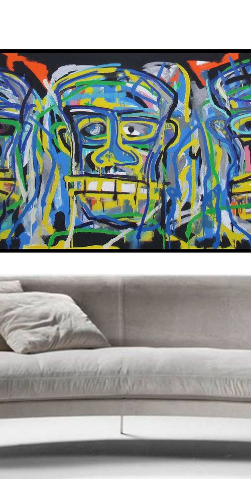 Portrait LARGE CANVAS 180 X 70 CM / 70,86 х 27,55 inch abstract expressionism by V. Lishko