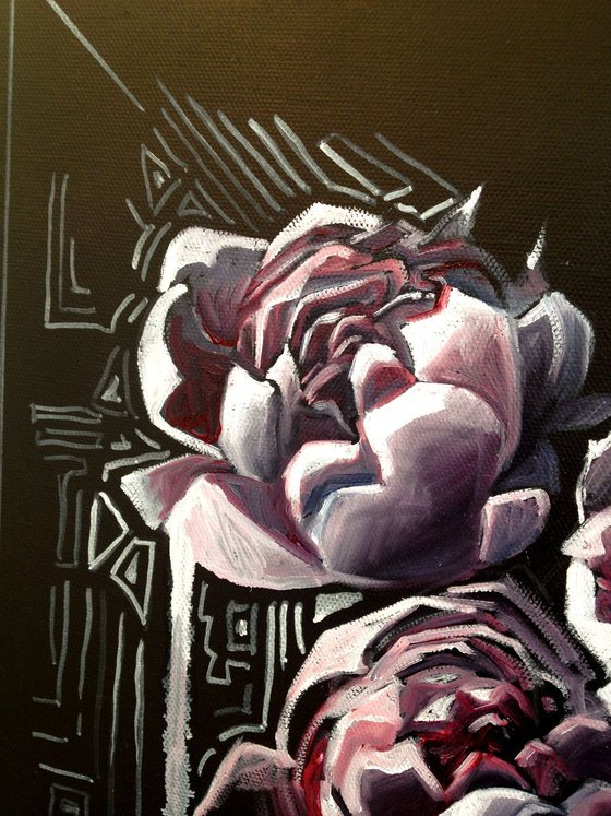 Irrational composition with peony ( ready to hang)
