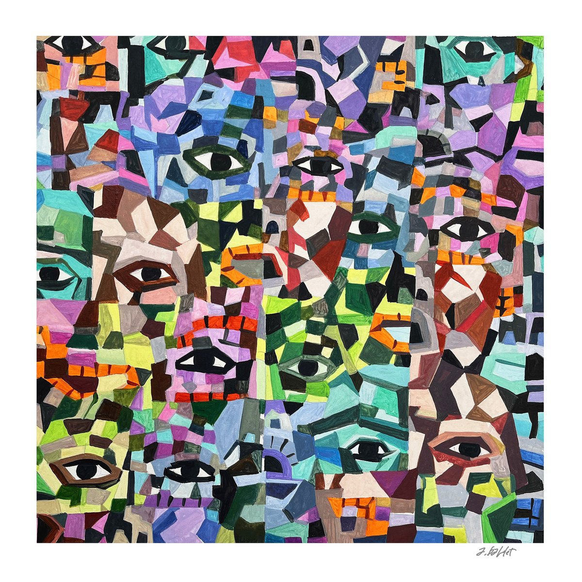 Mexican-Stone-Masks_Composition-A By Andre Baldet, 17 X 17, Artwork For Sale On Artfinder