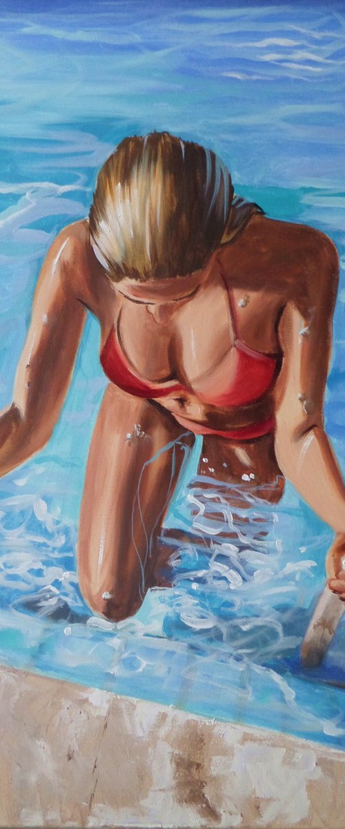 " SUMMER POOL TIME in BLUE " by Monika Luniak