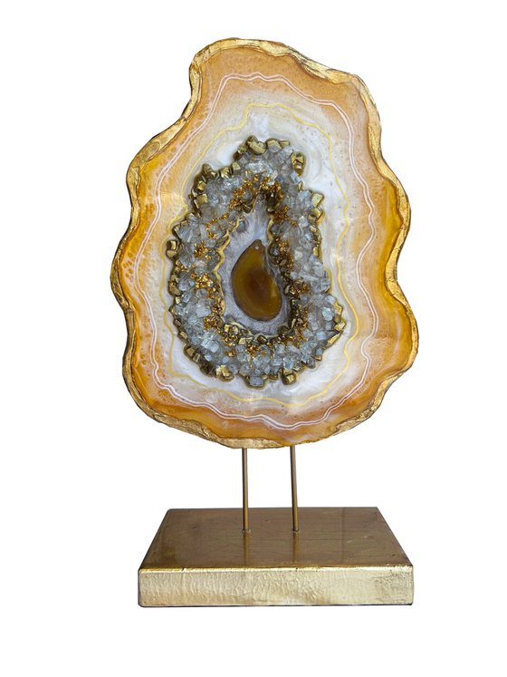 Geode Slice White Pearl & Gold