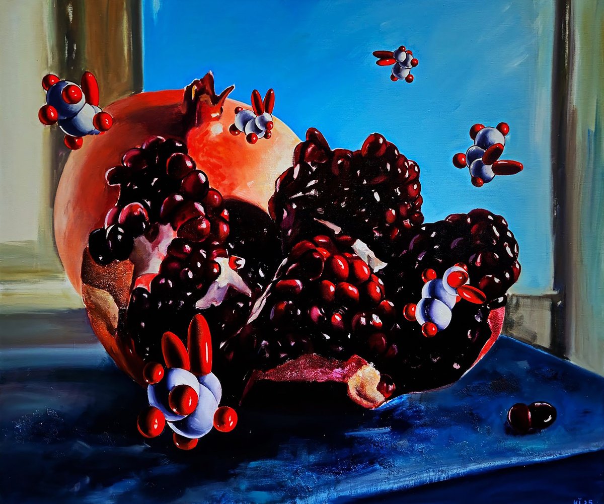 Urban And Pop Oil Painting , Enjoying The Pomegranate Fruit By Igor Konovalov, 47 X 39, Artwork For Sale On Artfinder