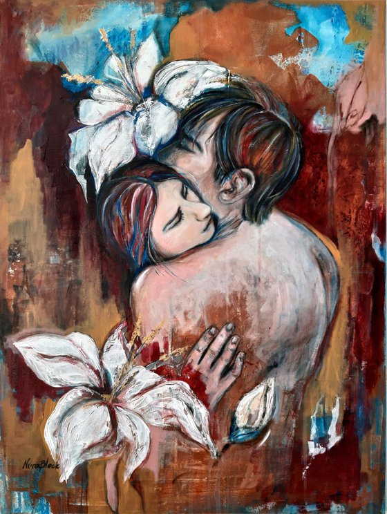 "Lilies",  original acrylic painting, 60x80x2cm