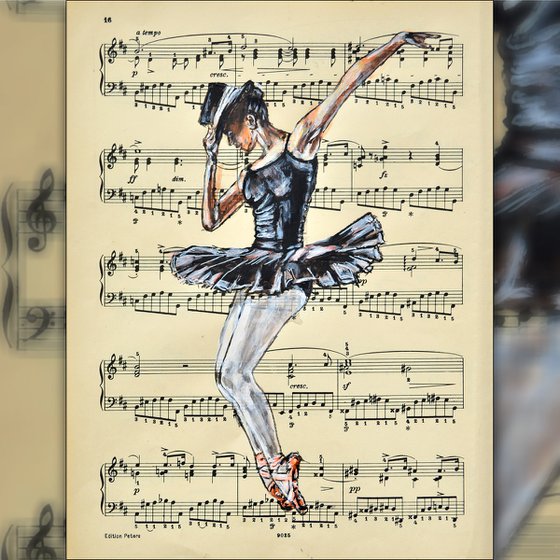 Ballerina XLVI- Vintage Music Page, GIFT idea