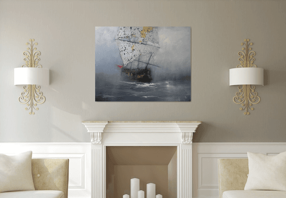 Harbor of destroyed dreams - Lost in the Fog  SPECIAL PRICE !!! W 120 x H 94 cm
