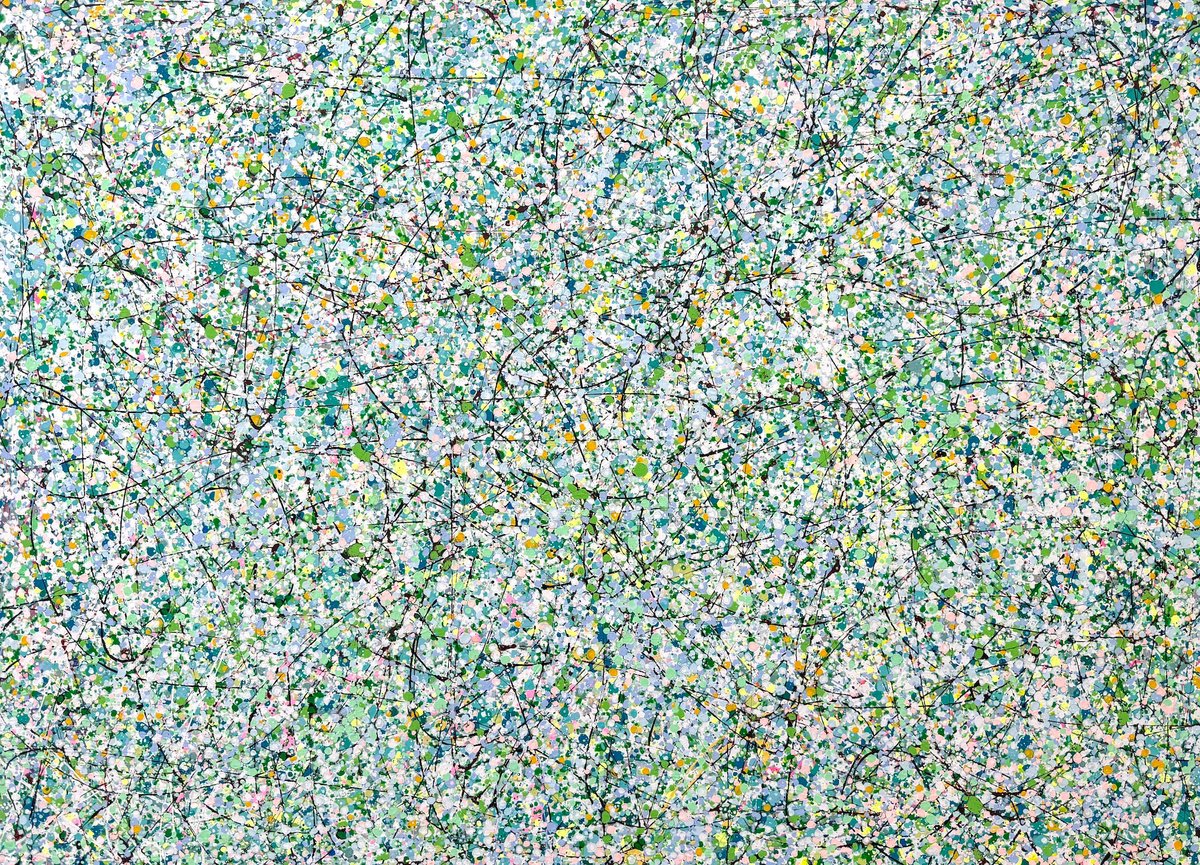 Abstract Oil Painting By Vahe Yeremyan, 58 X 43", Spring Structure, Original Artwork