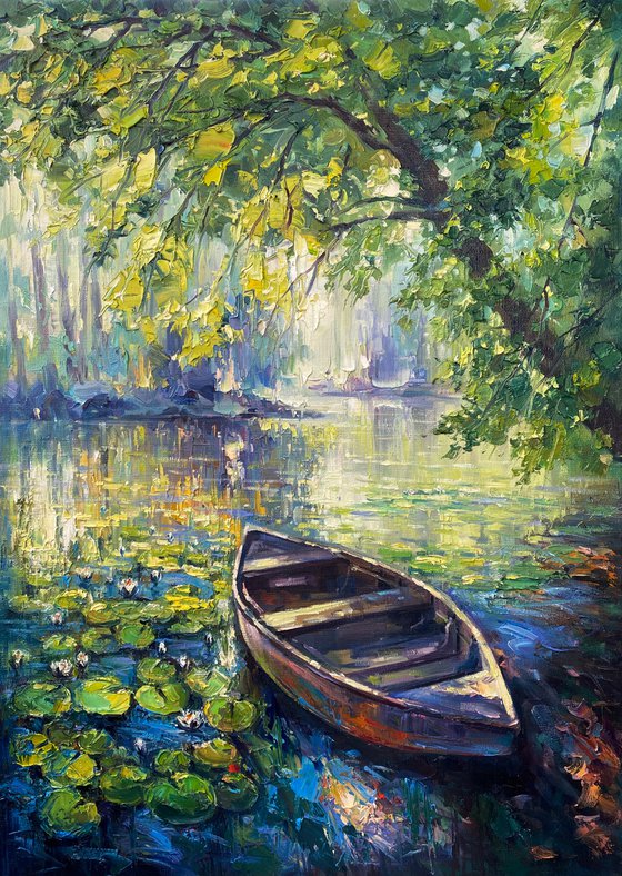 "Water-Lilies"original oil painting by Artem Grunyka