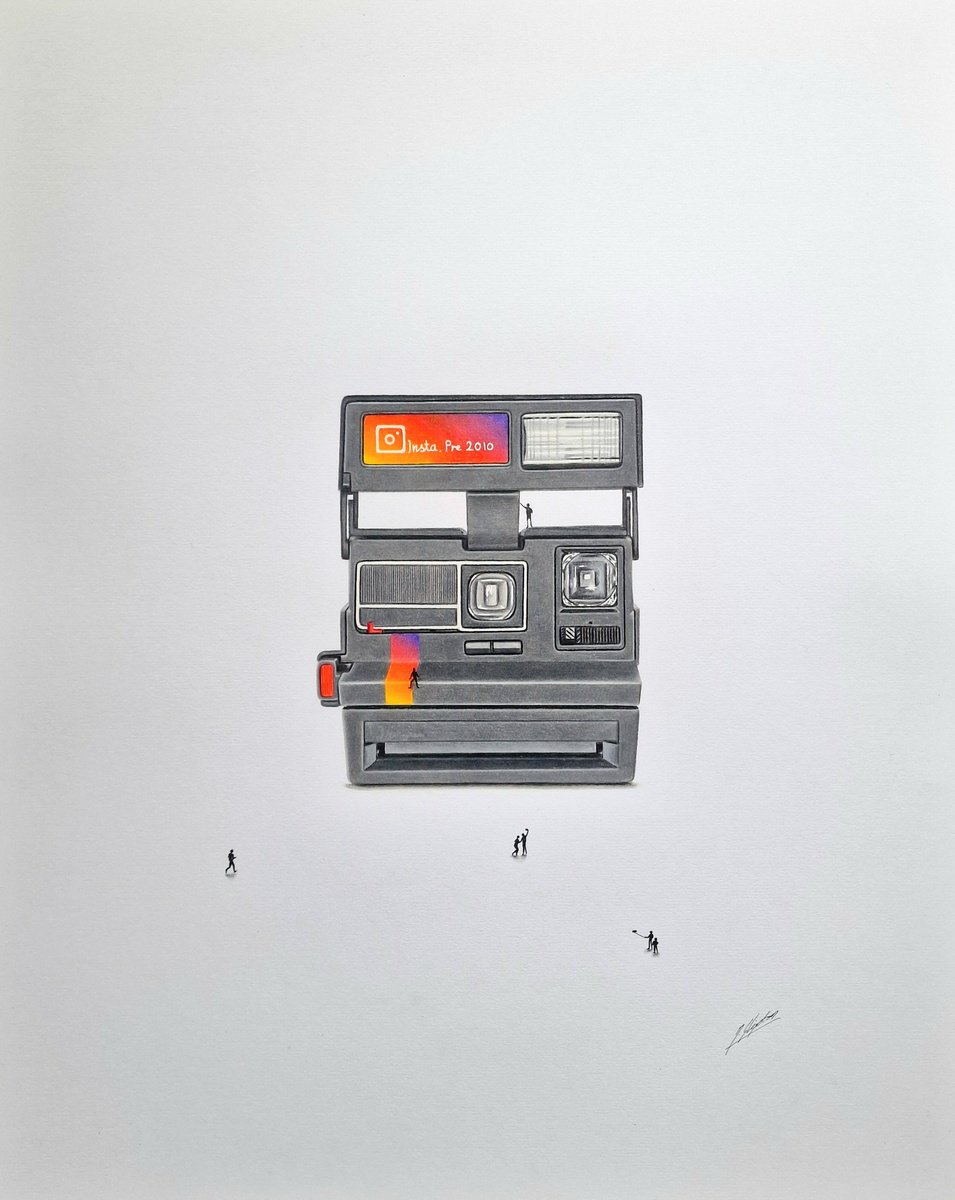 Photorealistic Still Life Pencil Drawing By Daniel Shipton, 16 X 20, Instagram Pre 2010: Polaroid, Original Artwork