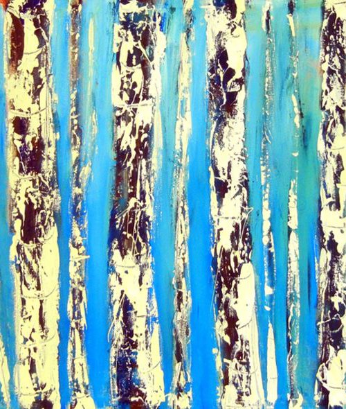 Birch Trees - Blue 48x24 by BenWill