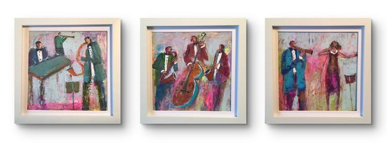 Three Musician Paintings Framed.  LOVE SONGS.