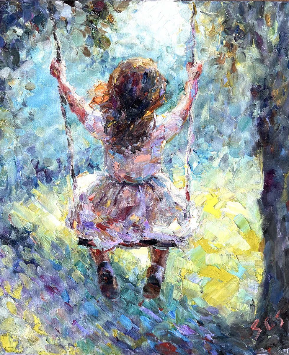 Impressionistic Landscape Oil Painting By Liubou Sas, 10 X 12", Wings 3, Original Artwork