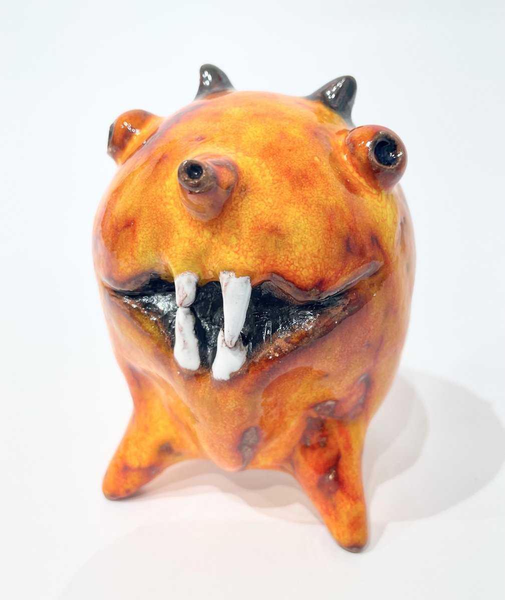 Expressive Clay Sculpture , Orange Monstrosity By Viktor Zuk, 3 X 4, Artwork For Sale On Artfinder