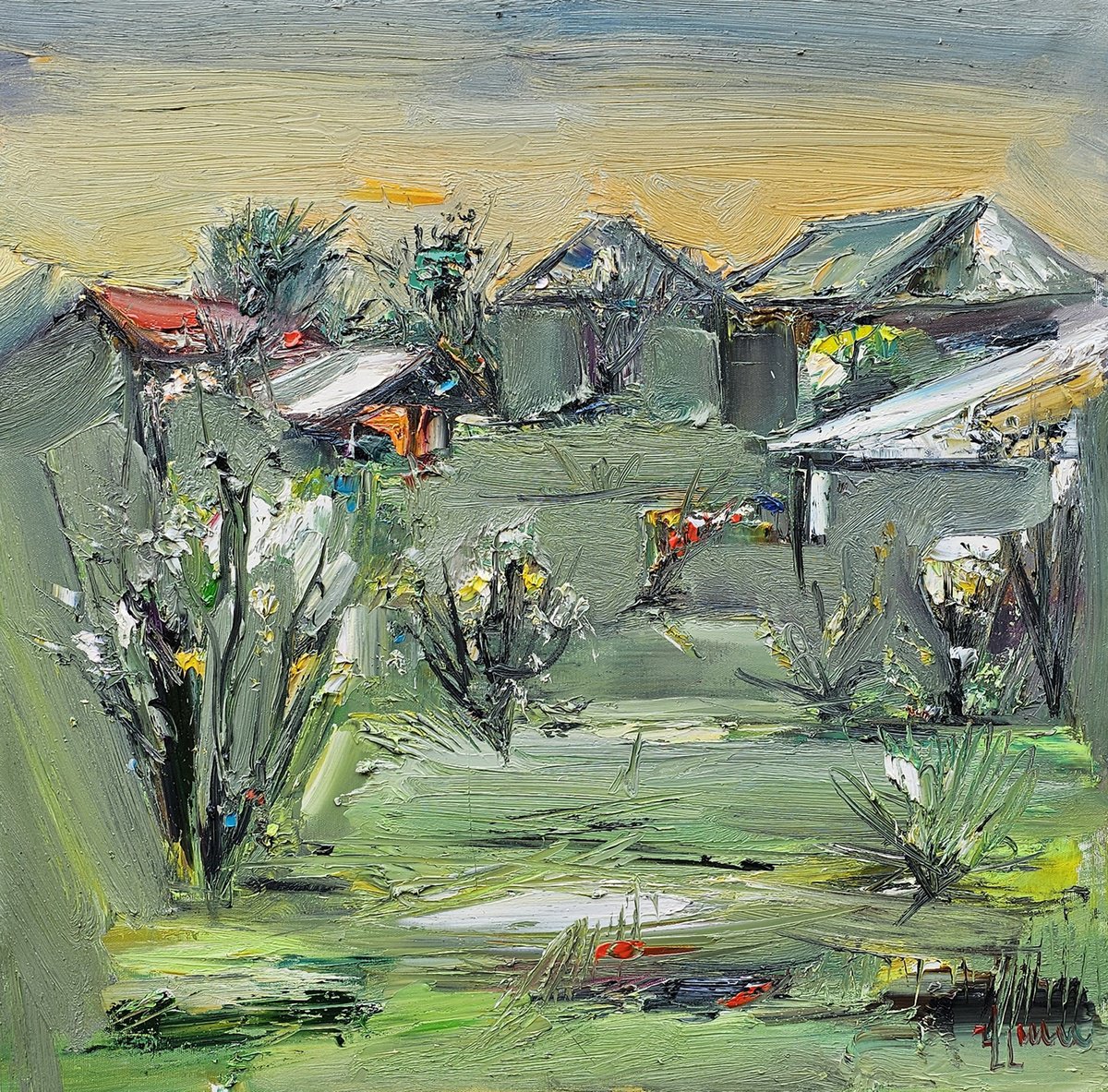 Village At Dusk By Vlas Ayvazyan, 28 X 28, Artwork For Sale On Artfinder