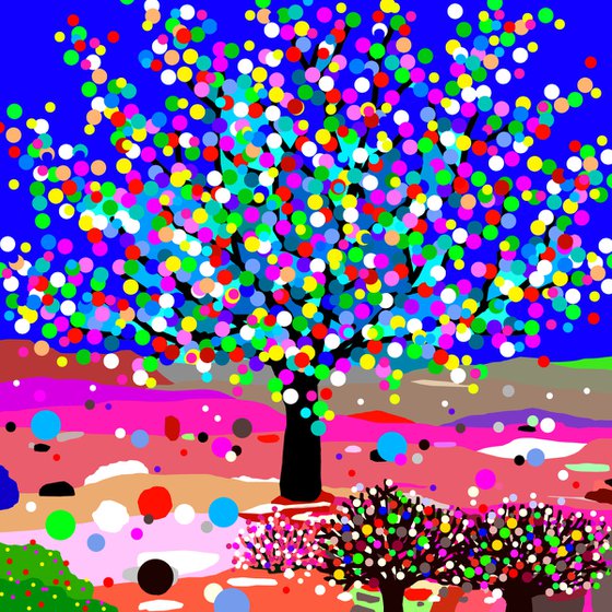 "The lightning seeds" (Las semillas de luz) (pop art, landscape)