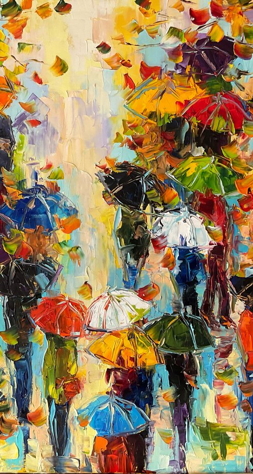 ‘Autumn . Umbrellas. Sunny day.’ by Mariia Hyhar
