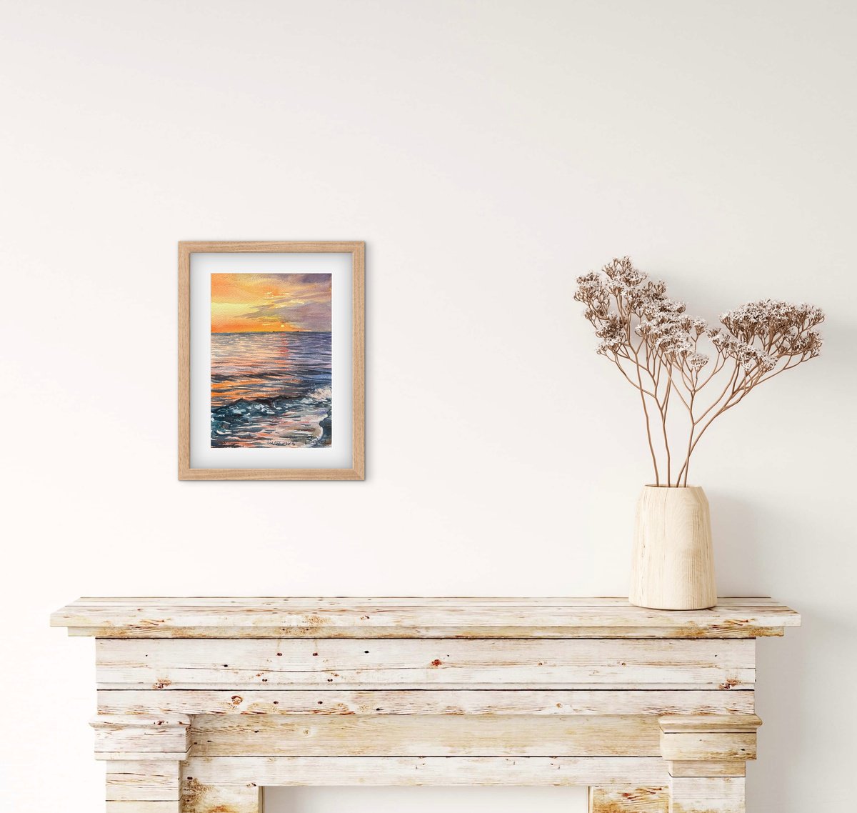 Impressionistic Watercolour , Sunset On The Sea By Oleksandra Padushyna, 7 X 10, Artwork For Sale On Artfinder