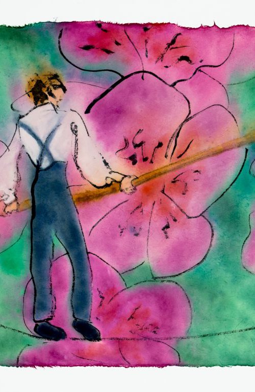 The tightrope Elf who paints flowers when they're sad by Marcel Garbi