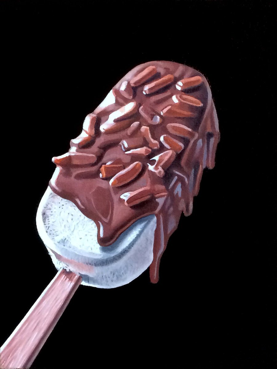 Photorealistic Still Life Oil Painting By Alexander Titorenkov, 7 X 9, Ice Cream, Original Artwork