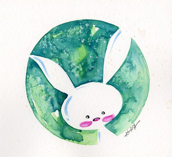 Cute Bunny - Watercolor by Kathy Morton Stanion