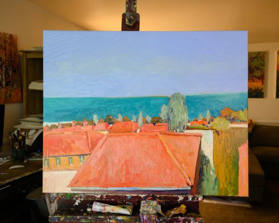 Red Roofs and the Ocean