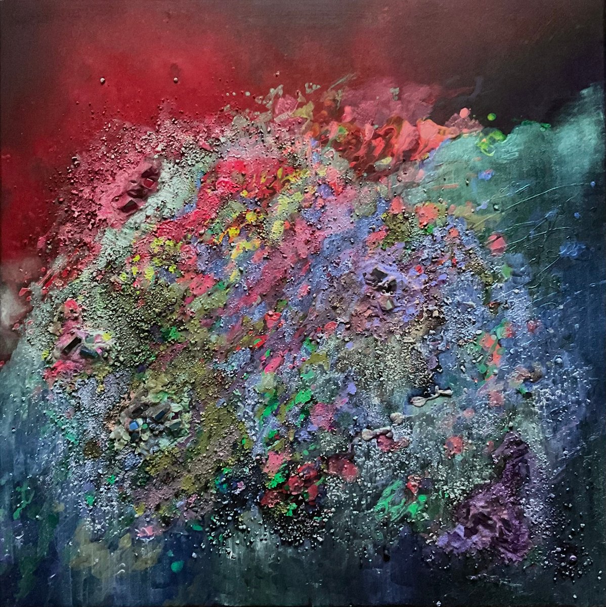 Organic Abstract Painting By Vera Klimova, 31 X 31", Symphonies Of The Big Space 1, Original Artwork