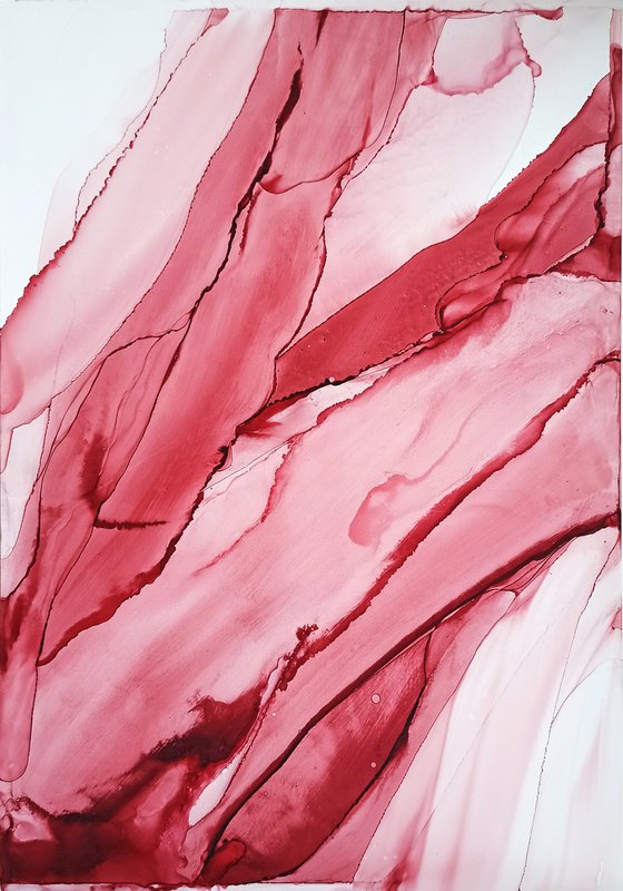 RED RIBBONS abstract painting