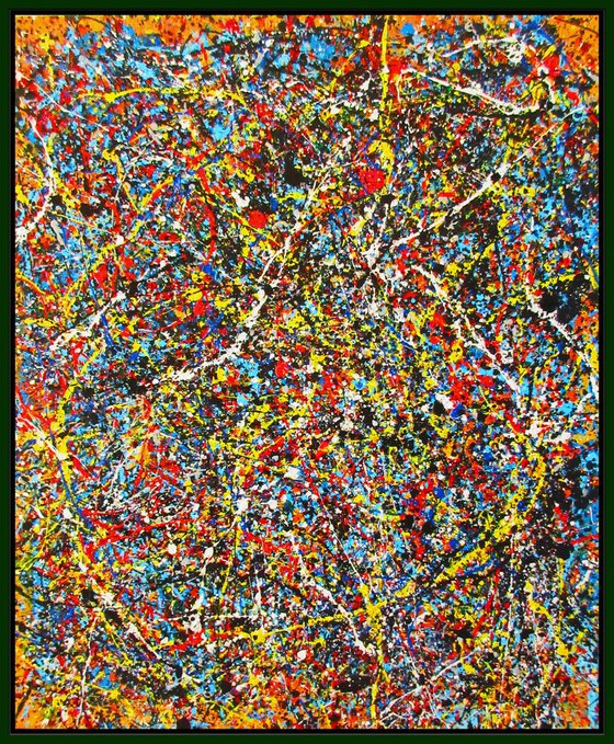 VIVID WITH BLACK,  POLLOCK MODE, framed