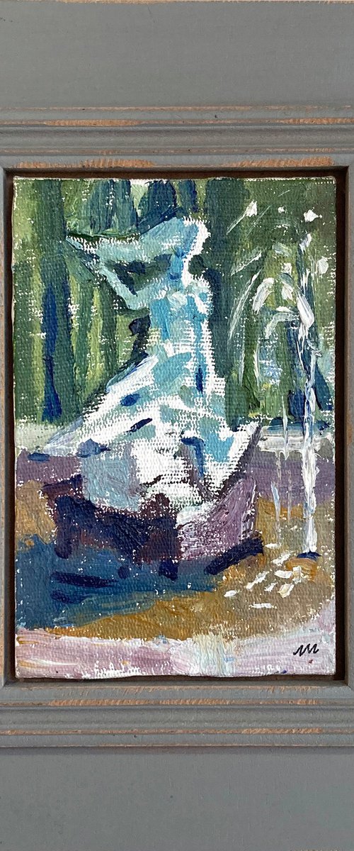 Park Fountain – Framed Landscape by Natalia Miasnikova